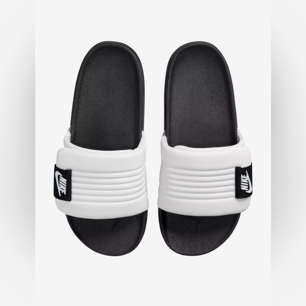 Men's Nike Offcourt Adjust Slide in Summit White/ Black - Picture 2 of 5